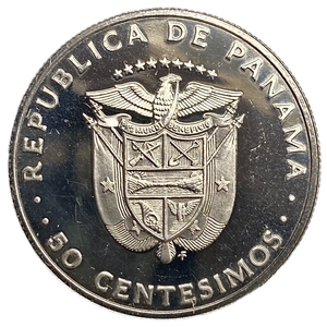 50 сентесимо 1975 год.Фердинанд де Лессепс.Панама.Proof.