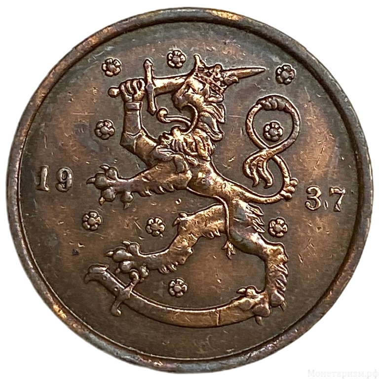 10 пенни 1937 год.Финляндия. 