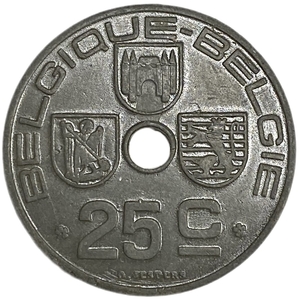 25 сантимов 1946 год.Леопольд III.Бельгия.