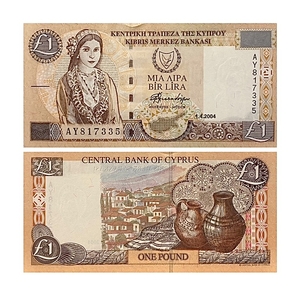 1 лира (фунт) 2004 год.Банкнота.Кипр.