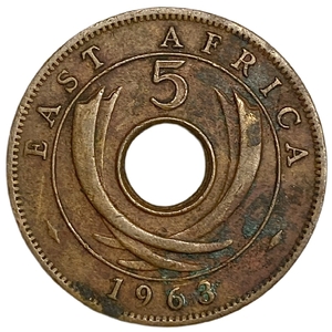 5 центов 1963 год.Елизавета II.Британская Восточная Африка.