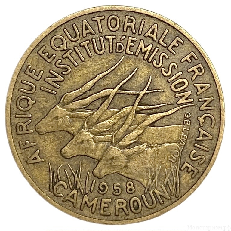 10 франков 1958 год.Колониальный Камерун.Африка.Франция. 