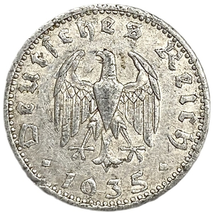 50 рейхспфеннигов 1935 год.Двор A.3 рейх.Германия. 