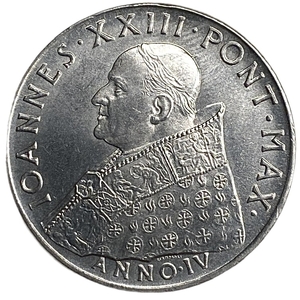 100 лир 1962 год.Папа Иоанн XXIII.Открытие II Ватиканского собора.Ватикан.