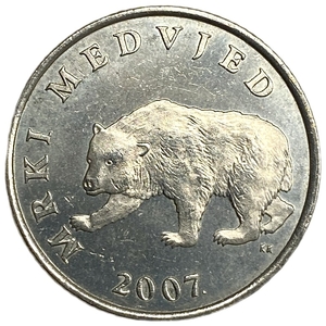5 куна 2007 год.Бурый медведь.Республика Хорватия.