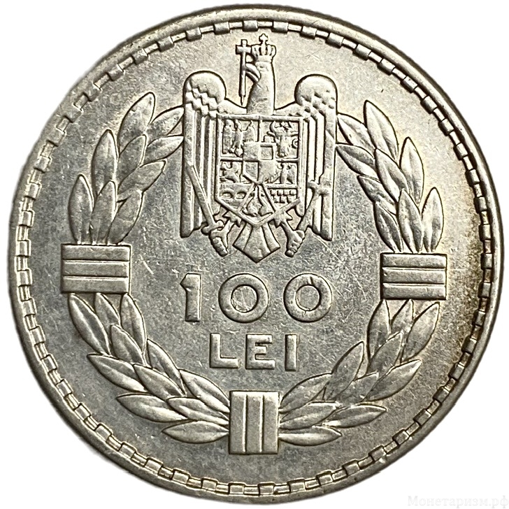 100 лей 1932 год.Король Кароль II.Королевство Румыния.Румыния.Серебро.