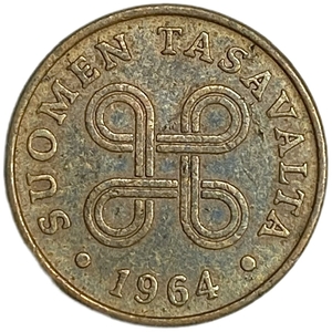 1 пенни 1964 год.Финляндия.     