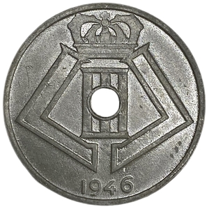 25 сантимов 1946 год.Леопольд III.Бельгия.