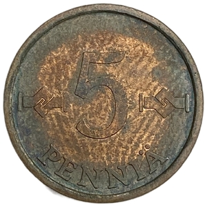 5 пенни 1976 год.Финляндия.   