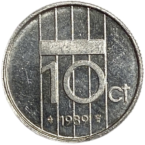 10 центов 1989 год.Беатрикс.Нидерланды.