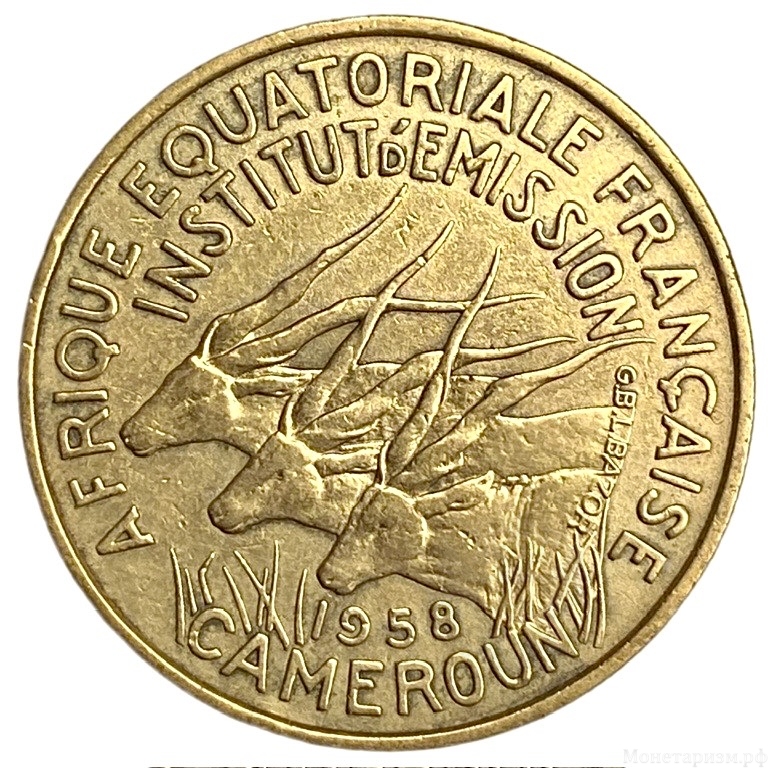 25 франков 1958 год.Колониальный Камерун.Африка.Франция. 