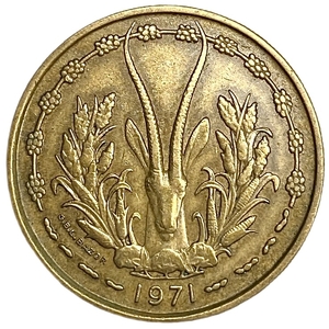 25 франков 1971 год.Антилопа.CFA.ВСЕАО.Западная Африка. 