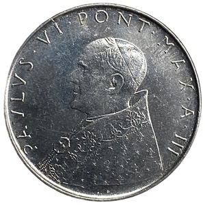100 лир 1965 год.Папа Павел VI.Аллегория веры.Ватикан.