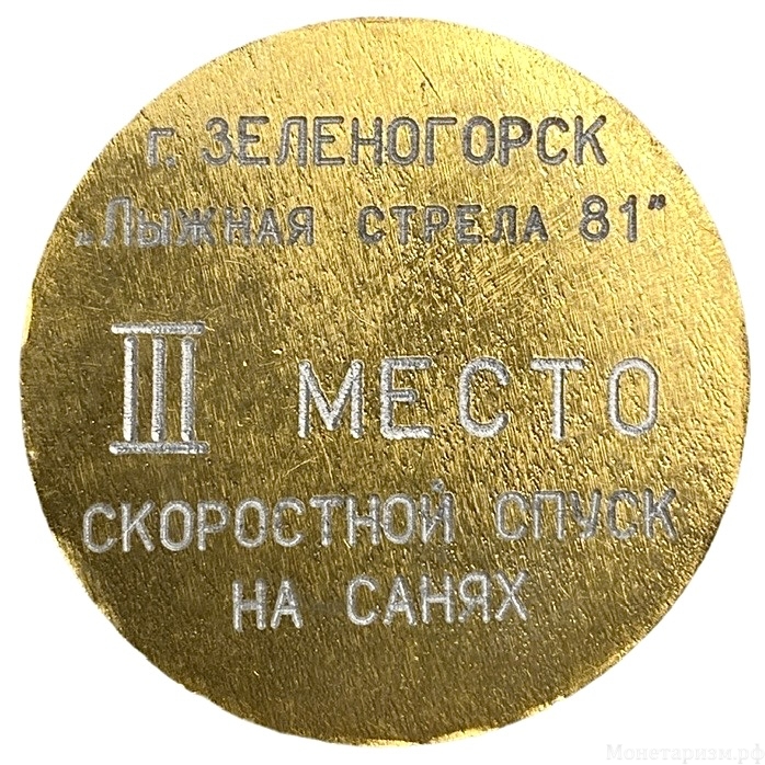 Спортивная медаль.ВЛКСМ.Петроградский район.Лыжная стрела 1981 год - III место г. Зеленогорск.СССР.