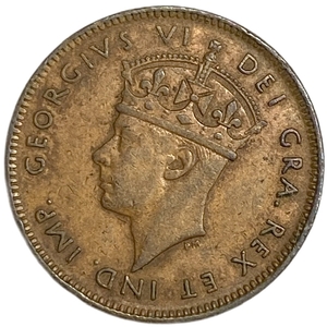 1 цент 1943 год C.Георг VI.Ньюфаундленд.Британская колония.Бронза.