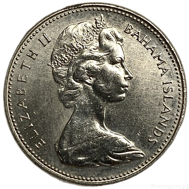 25 центов 1969 год.Парусник.Елизавета II.Багамские Острова.