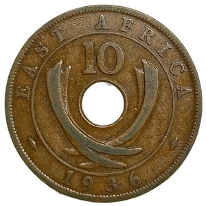 10 центов 1936 год.Эдуард VIII.Британская Восточная Африка.