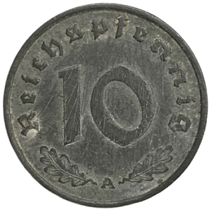 10 рейхспфеннигов 1940 год.Двор A.3 рейх.Германия.     