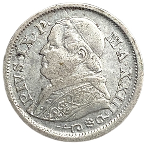 10 сольди 1868 год.Папа Пий IX.Ватикан.Серебро.
