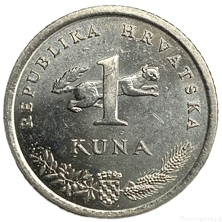 1 куна 2001 год.Соловей.Республика Хорватия.  