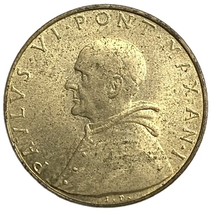 20 лир 1963 год.Папа Павел VI.Милосердие.Ватикан.