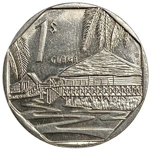1 песо 1998 год.Побережье Гуамы.Куба.
