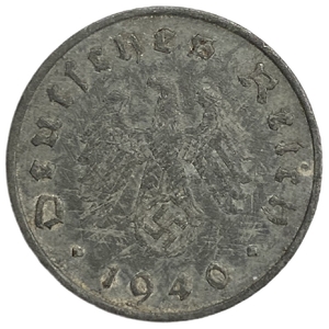 10 рейхспфеннигов 1940 год.Двор A.3 рейх.Германия.     